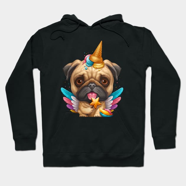 Pug Ice Cream Unicorn Hoodie by stonemask